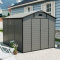 8X10 Ft Plastic Outdoor Storage Shed Lockable Resin Tool Shed With Window Floor Dark Gray