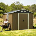 8X12 Ft Outdoor Metal Storage Shed With Lockable Door Waterproof Garden Tool Shed For Backyard