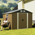 8X12 Ft Outdoor Metal Storage Shed Large Storage Sheds With Sturdy Frame Structure Metal Garden Tool Shed With Lockable Door