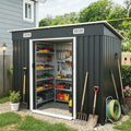 8X4Ft Metal Shed Sliding Door Galvanized Steel Shed With Lock Hole Air Vents Threshold Outdoor Garden Tool Shed