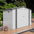 8X6 Ft Metal Storage Shed With Window Outdoor Garden Tool Shed With Lockable Doors Waterproof Roof