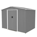8X6 Ft Outdoor Tool Storage Shed With Metal Foundation Lockable Doors All Weather Metal Sheds Gray