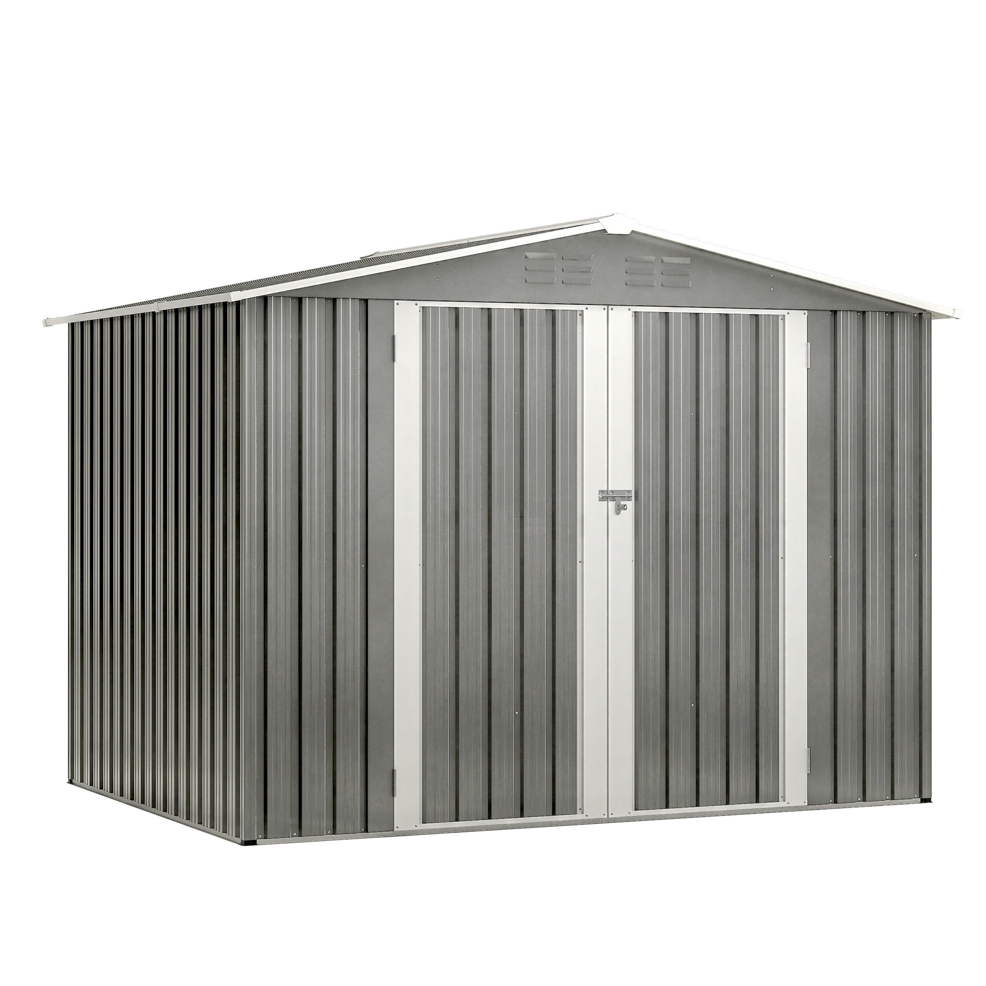 8X6 Ft Outdoor Waterproof Garden Tool Storage Sheds With Metal Foundation With Floor Frame Lockable Hinged Doors Air Vents
