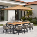 9 11 Piece Outdoor Patio Dining Set W 10 Ft Umbrella And Base Aluminum Dining Table And Dining Chairs With Sunbrella Cushions