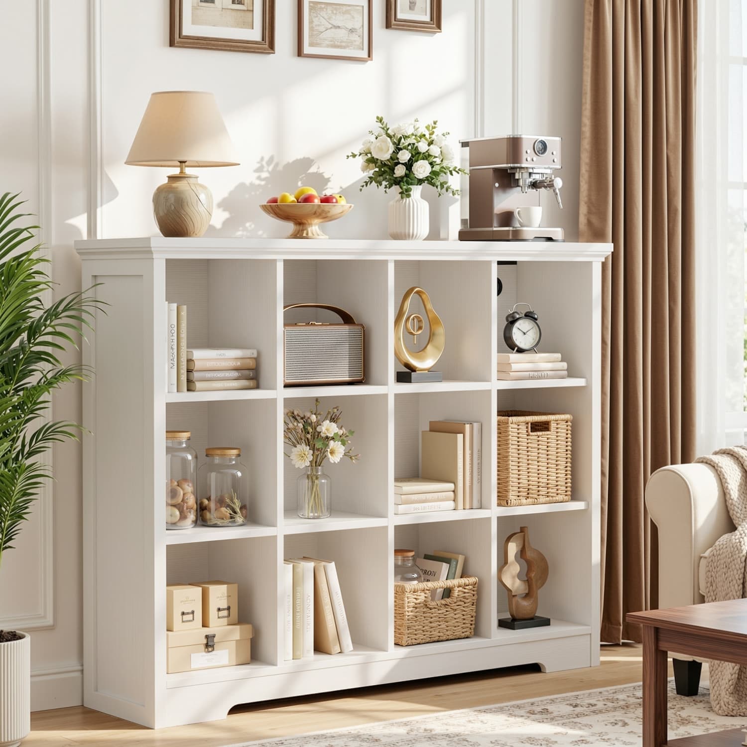9 12 Cube Bookshelf With Charging Station Decorative Storage Organizer