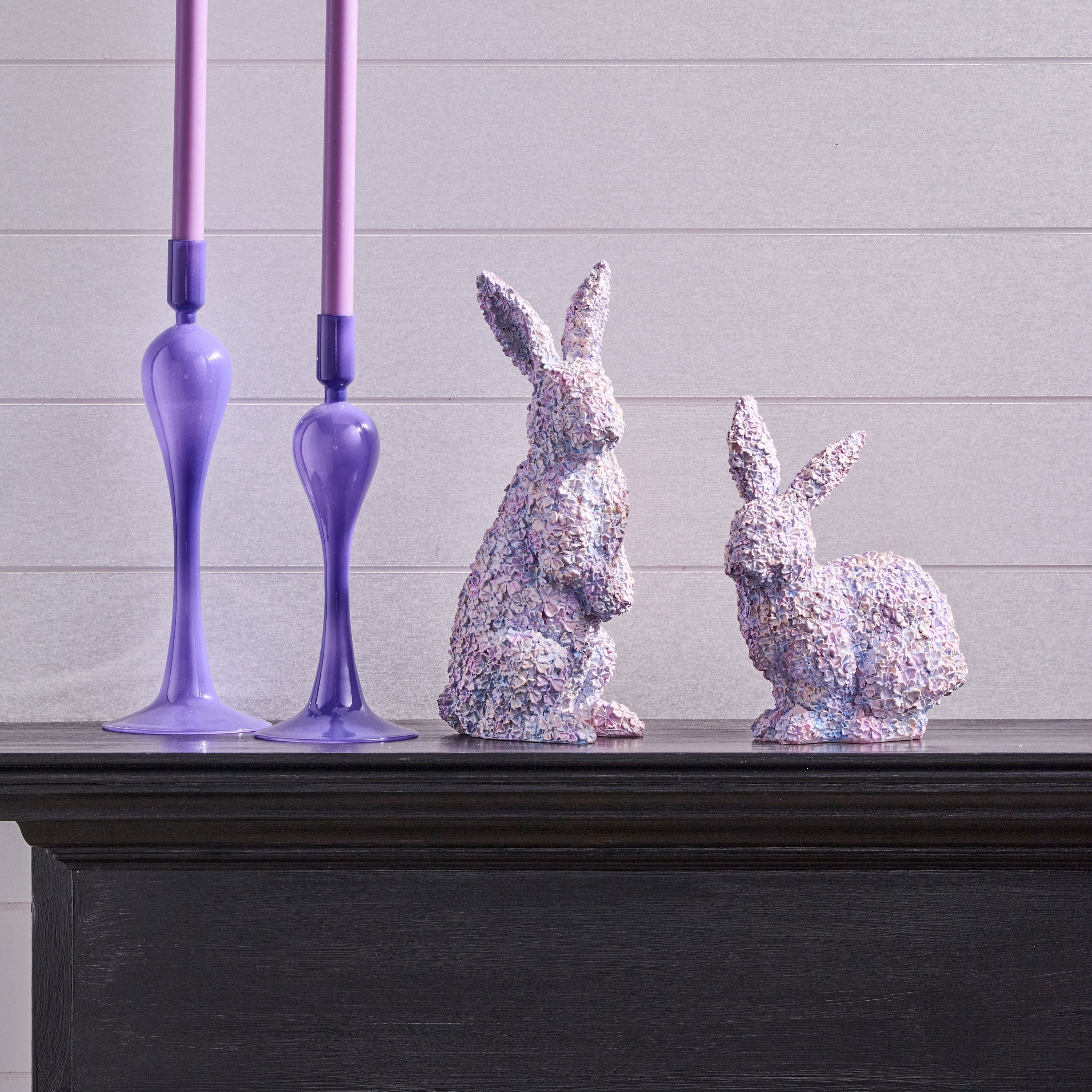 9 12 Resin Floral Bunny Set Of 2