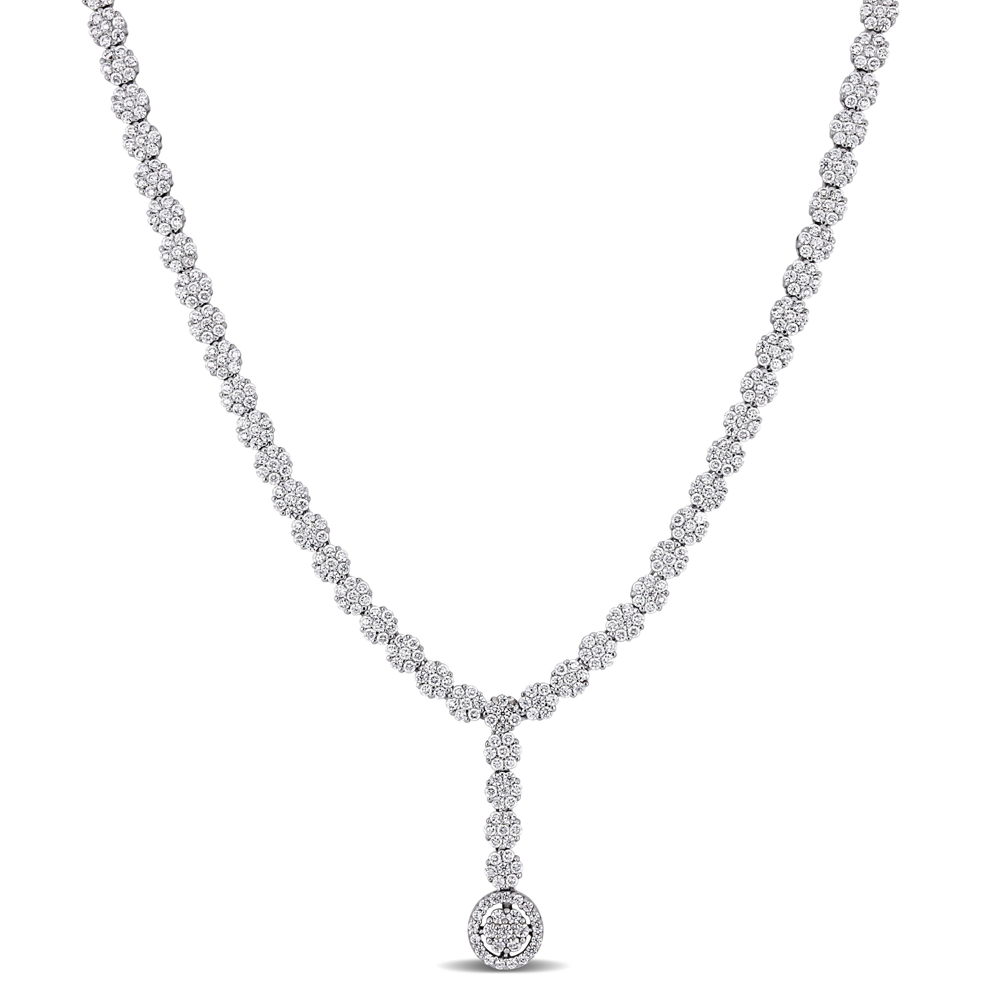 9 5 8Ct Tw Cubic Zirconia Flower Cluster Y Necklace In Sterling Silver By Miadora