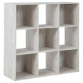 9 Cube Wooden Organizer With Grain Details Washed White