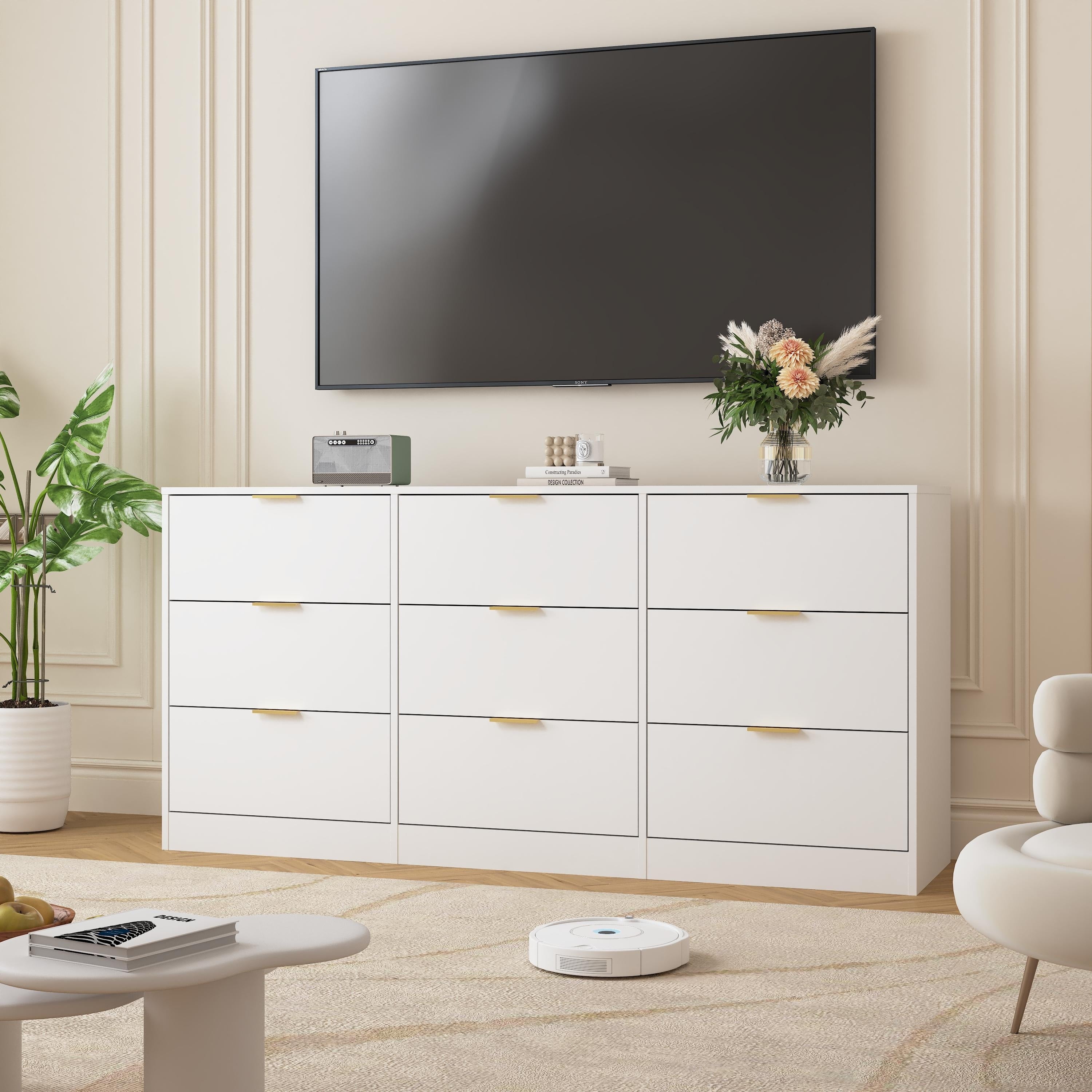 9 Drawer Dresser Chest Of Drawers For Bedroom Hallway Storage Cabinet White Wardrobe Armoire Closet