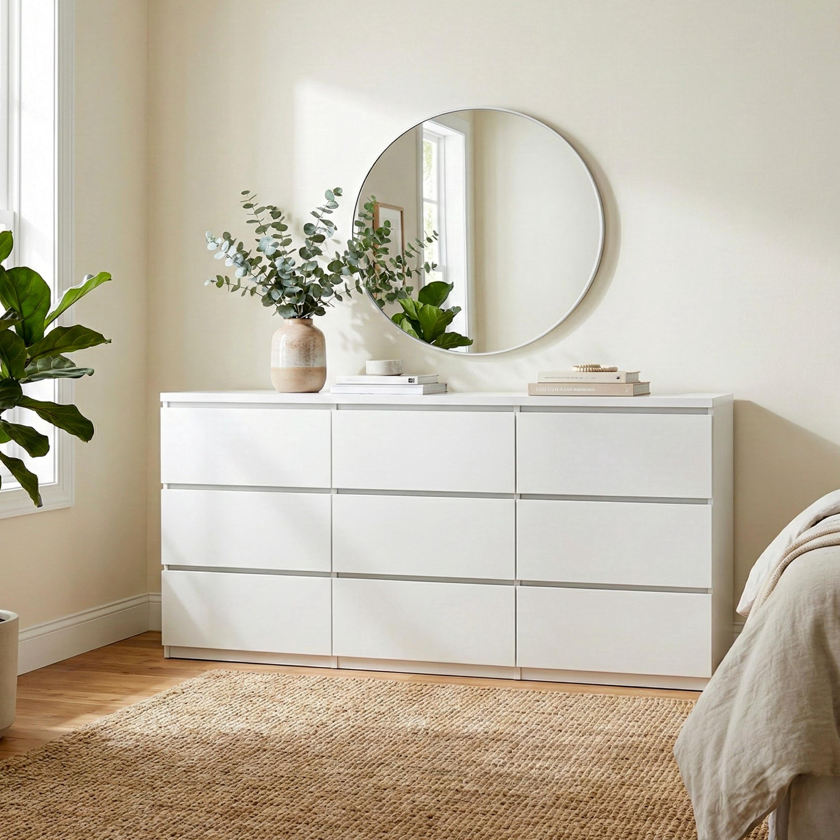 9 Drawer Dresser Chest Of Drawers With No Handle Minimalist Sideboard White Wardrobe Armoire Closet