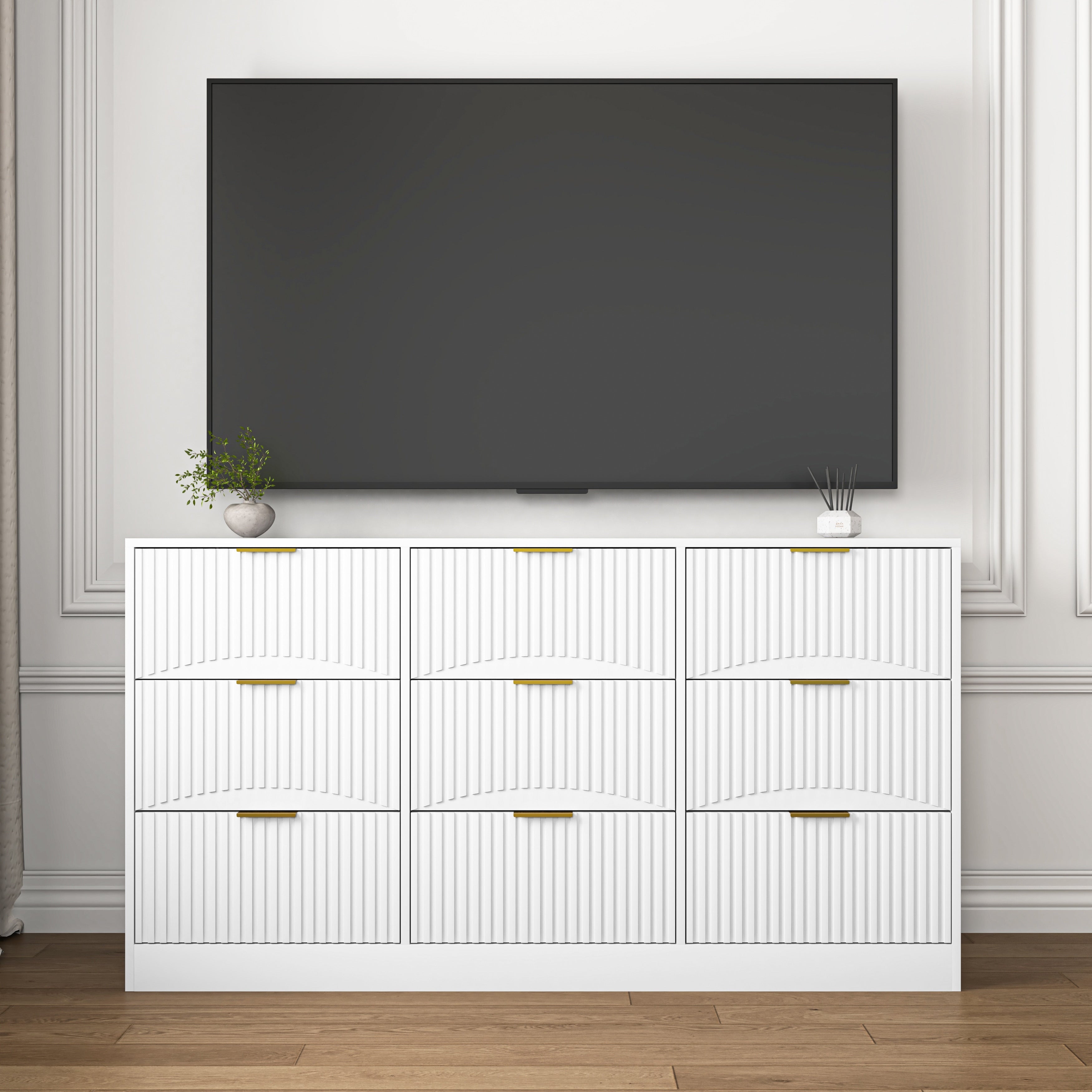 9 Drawer Dresser White Chest Of Drawers For Living Room Hallway Bedroom Modern Clothing Storage Cabinet