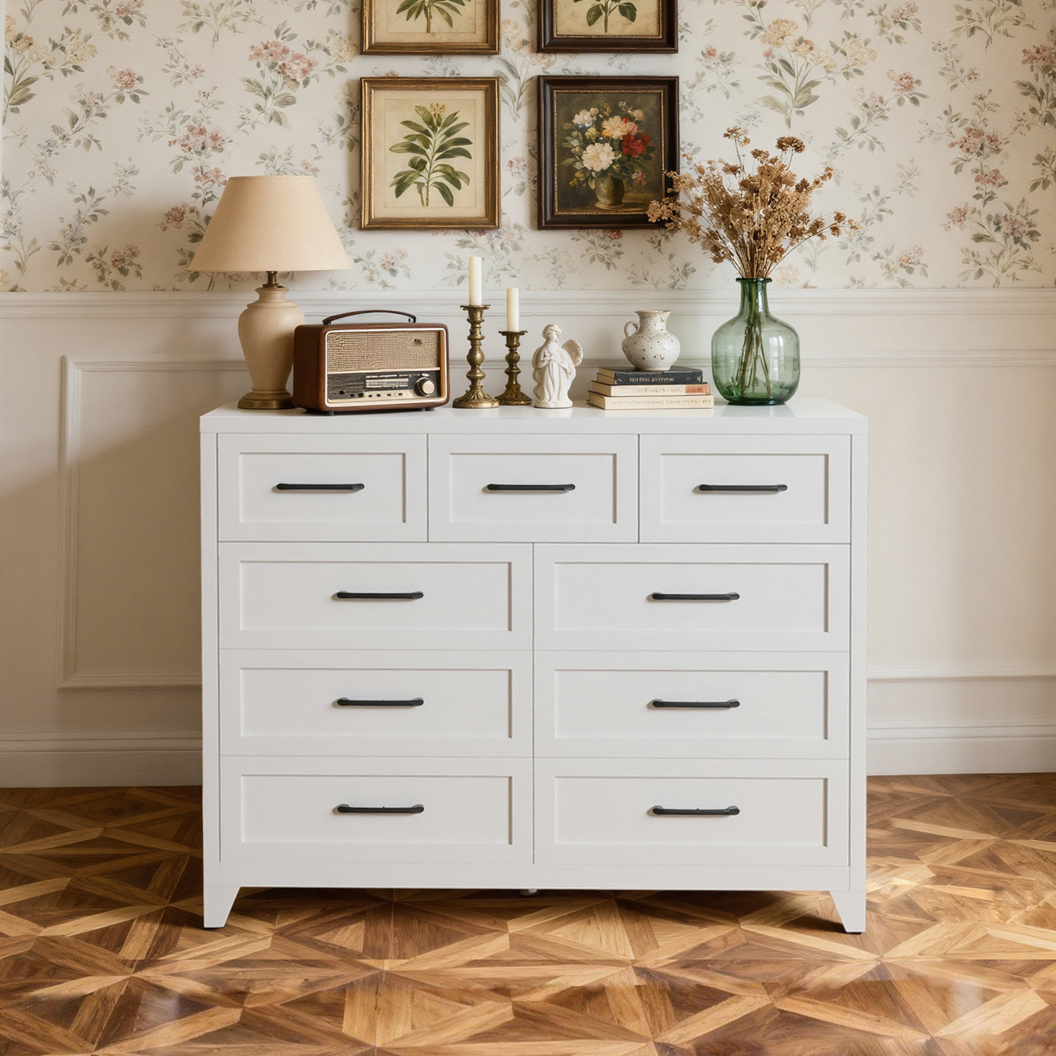 9 Drawer Tall Metal Storage Cabinet With Smooth Gliding Drawers Space Saving Chest Of Drawers 5 Foot Design Modern Handles