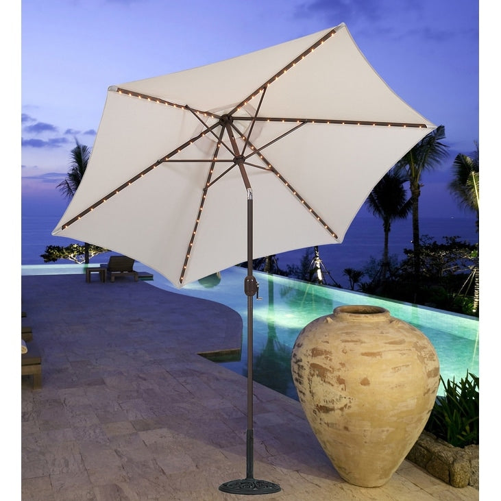 9 Foot Aluminum Thermometer Lighted Umbrella W Crank And Tilt
