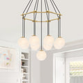 9 Light Modern Geometric Chandelier Marble Opal Glass Globes Dia.29.92 Inch