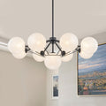 9 Light Modern Umbrella Chandelier Textured Ice Glass Globes Dia.32.68 In