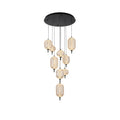 9 Light Satin Black Led Chandelier With Pc Shades