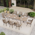 9 Piece Expandable Aluminum Patio Dining Set With Pe Twisted Rattan Chairs Polyester Cushions