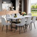 9 Piece Modern Dining Table Set With Storage 71X35.4 Inch Wood Grain Table 8 High Resilience Fabric Chairs
