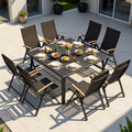 9 Piece Outdoor Patio Dining Set Aluminum Dining Table And Foldable Dining Chairs With Adjustable Back