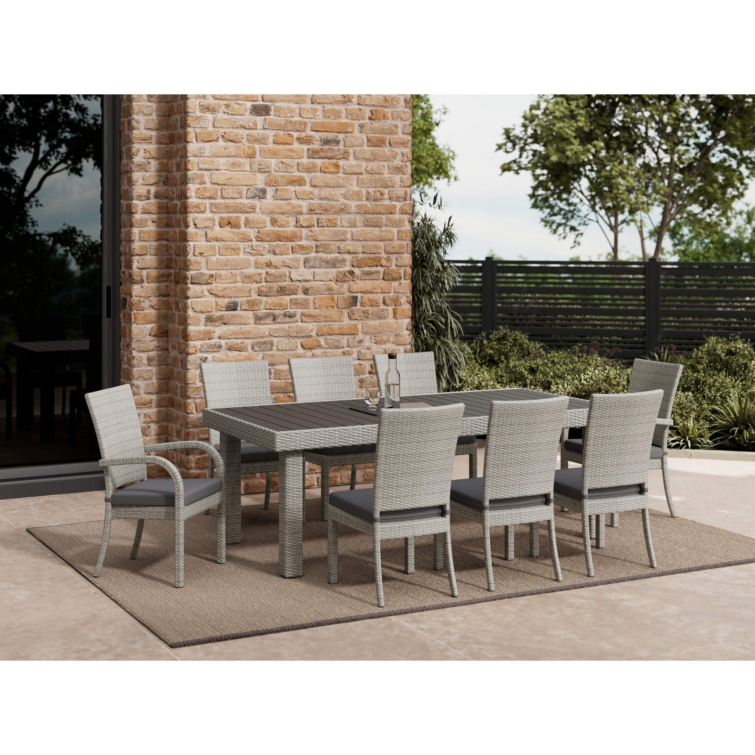 9 Piece Outdoor Patio Woven Dining Set