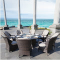 9 Piece Outdoor Wicker Gas Fire Pit Set Patio Round Table With Chairs By Moda Furnishings