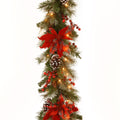 9 X 12 Decorative Collection Tartan Plaid Garland With 50 Soft White Battery Operated Leds With Ti