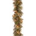 Artificial Bristle Pine 9 Foot Glittery Garland With Clear Lights