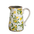 9 In Lemon Print Ceramic Rustic Jug Vase
