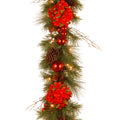 9 X 12 Decorative Collection Hydrangea Garland With 50 Soft White Battery Operated Leds