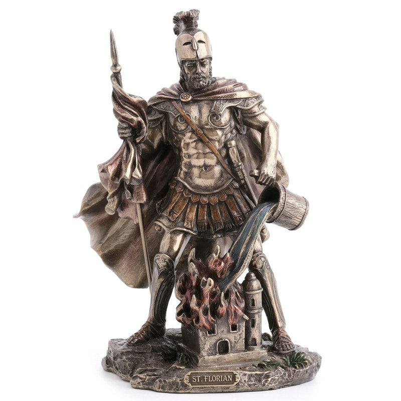 9.06 In H Saint Florian Figurine Poly Resin