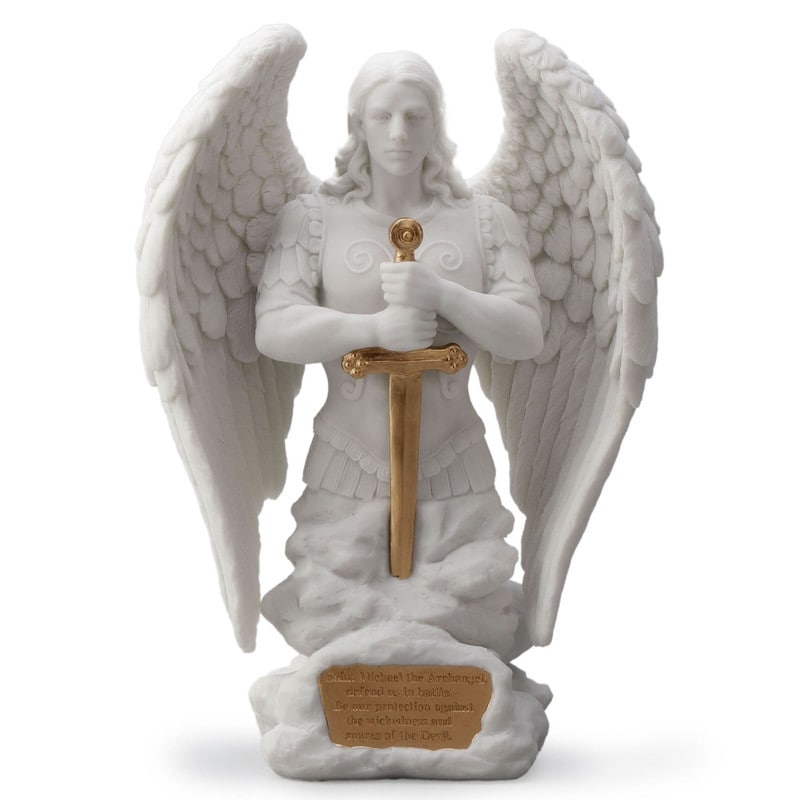 9.17 In H Saint Michael Prayer Monument Poly Resin