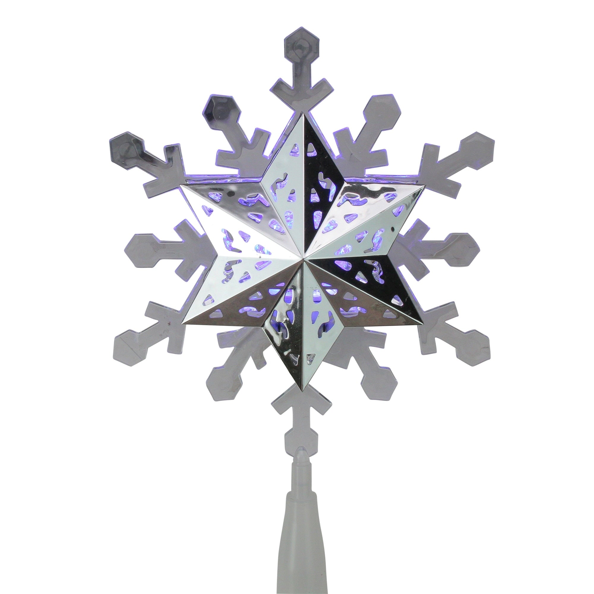 9.25 Led White And Blue Rotating Christmas Snowflake Tree Topper