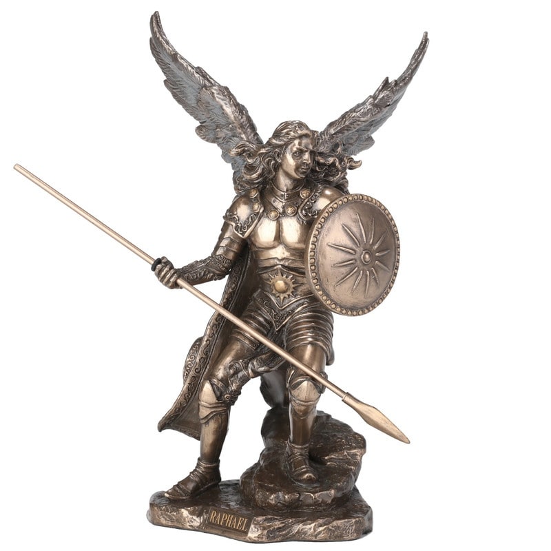 9.45 In H Archangel Raphael Figurine Poly Resin
