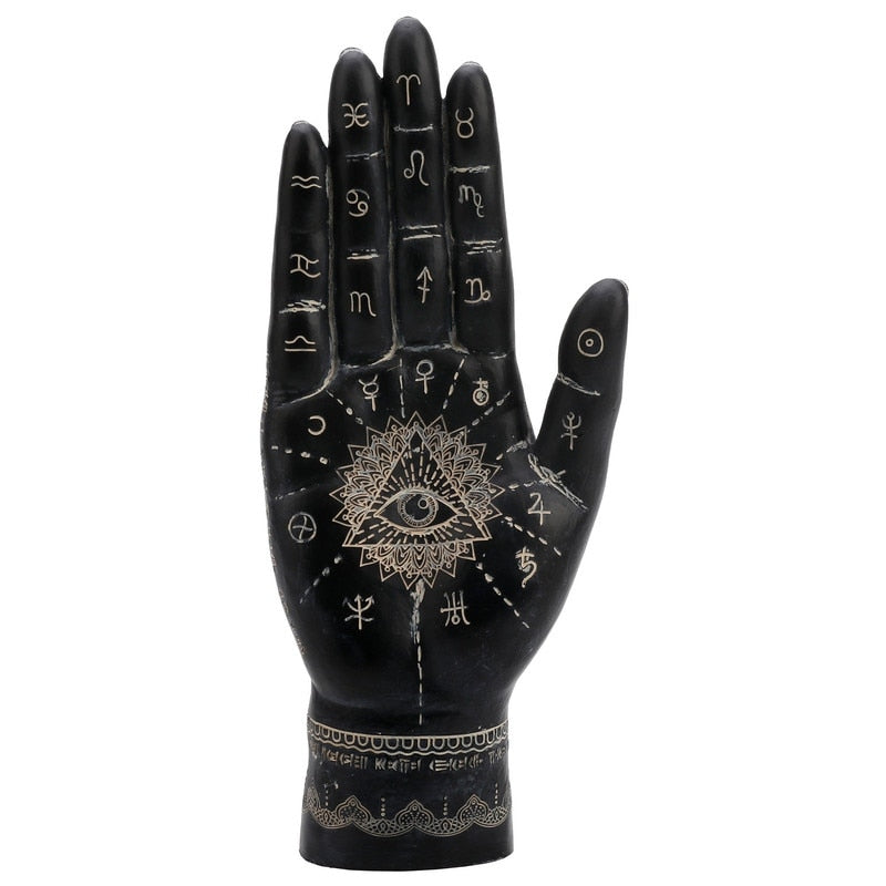 9.45 In H Mystic Hamsa Hand Figurine Poly Resin