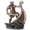9.45 In H Viking Warrior Standing On Prow Figurine Poly Resin
