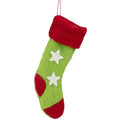 9.5 Green And Red Stars Felt Christmas Stocking Ornament