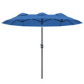 9.5 Double Sided Patio Umbrella With 3 Air Vents Tilt And Crank Outdoor Umbrella Navy Blue
