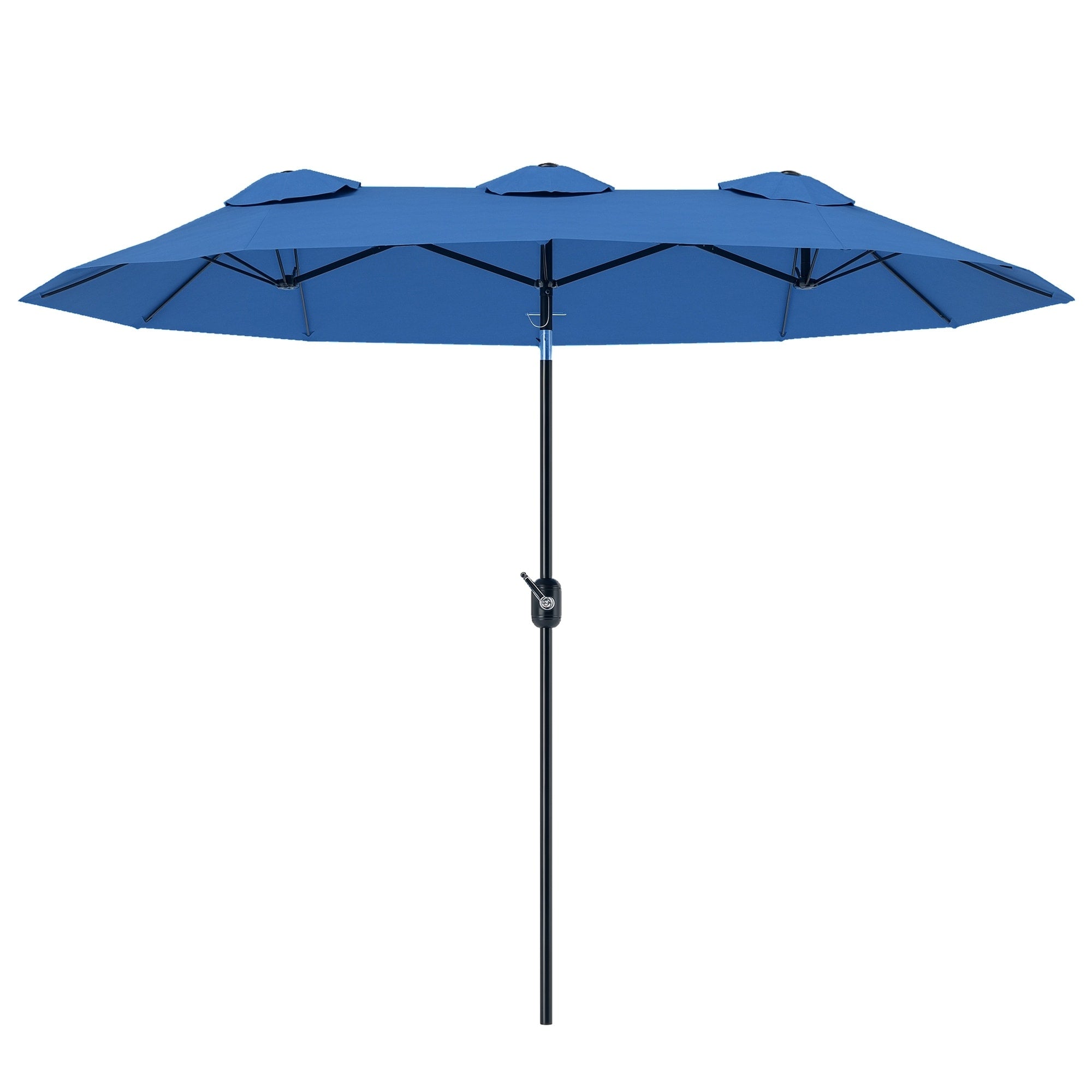 9.5 Double Sided Patio Umbrella With 3 Air Vents Tilt And Crank Outdoor Umbrella Navy Blue