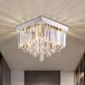 9.8Inch Modern Crystal Flush Mount Ceiling Light Square Low Profile Small Chandelier Fixture For Hallway