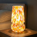 9.8 Dimmable Mushroom Table Lamp With Handcrafted Pattern Woven Beige Cord