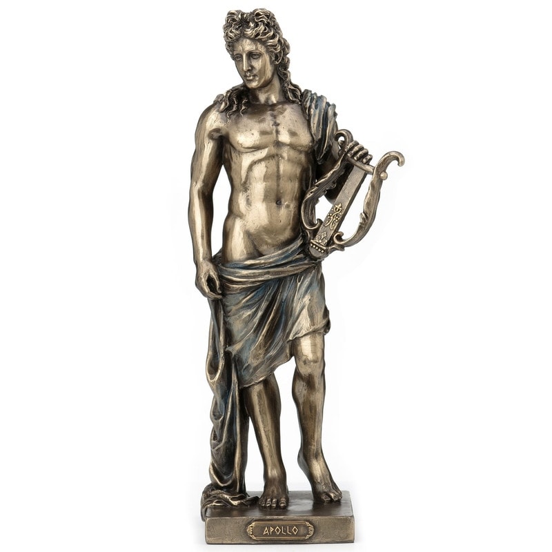 9.92 In H Apollo Holding Lyre Figurine Poly Resin