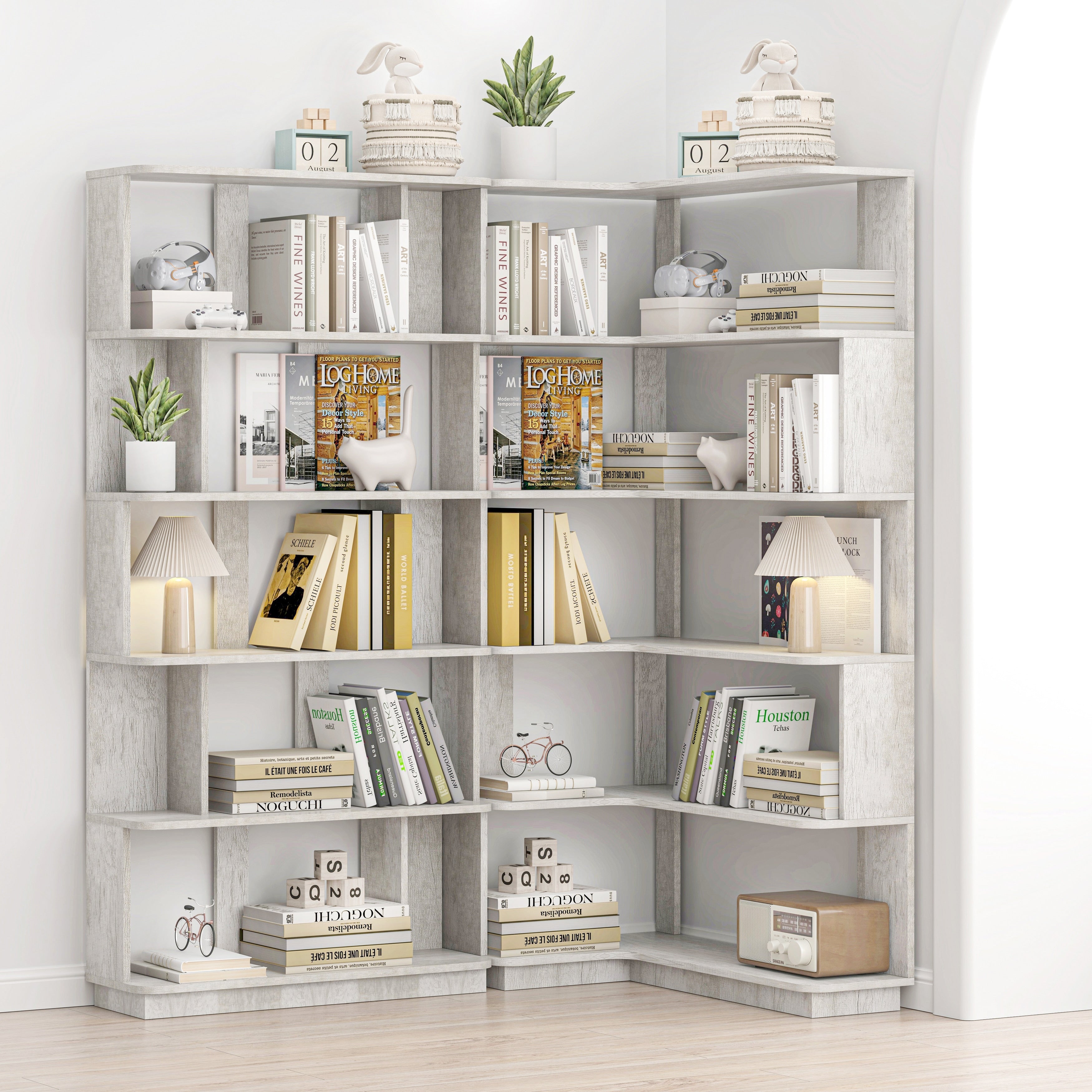 90 Cm Space Saving Corner Bookshelf 80 Cm Bookcase Extendable Free Combination Set Of 2 Display Shelf