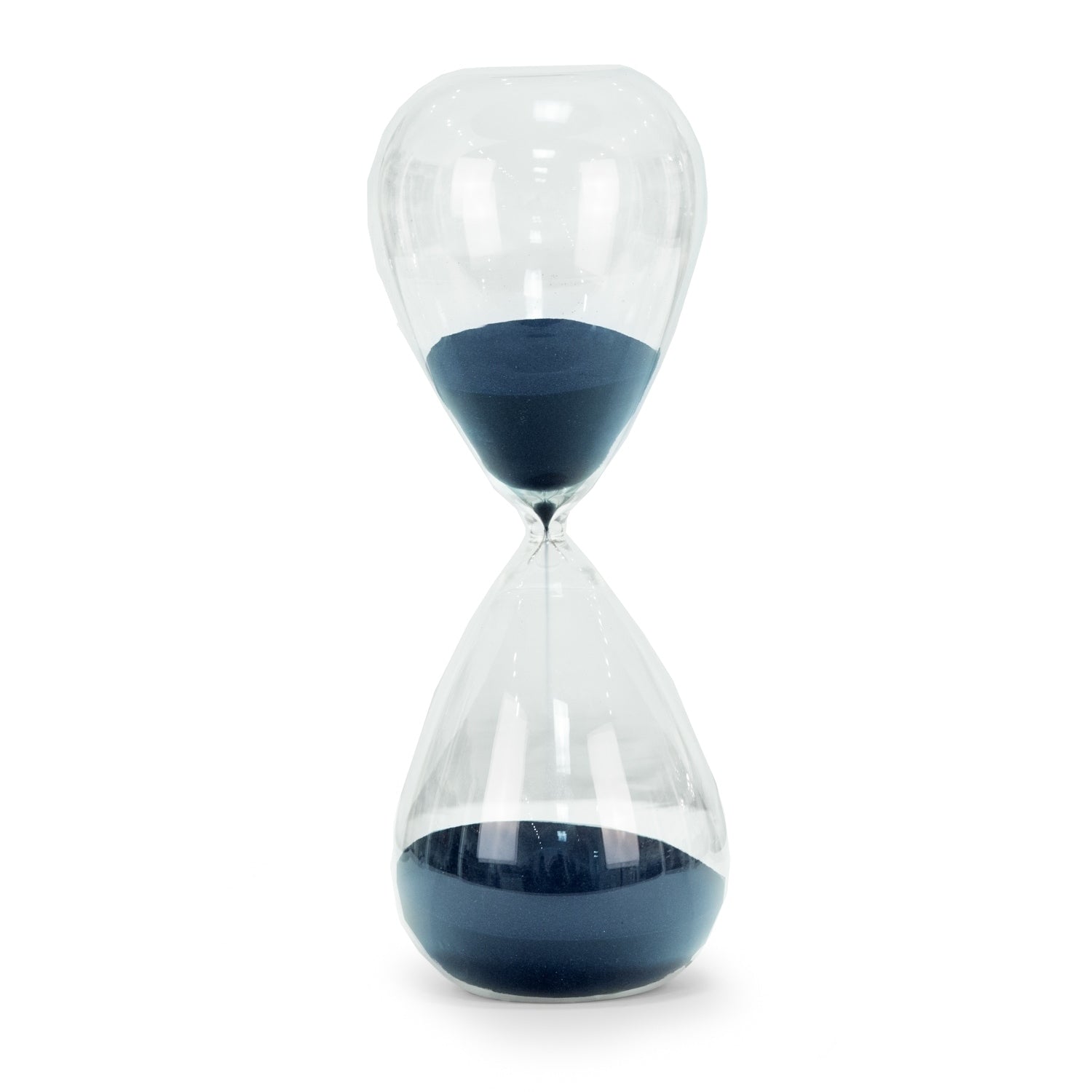 Clear Crystal Glass With Navy Sand 90 Minute Timer
