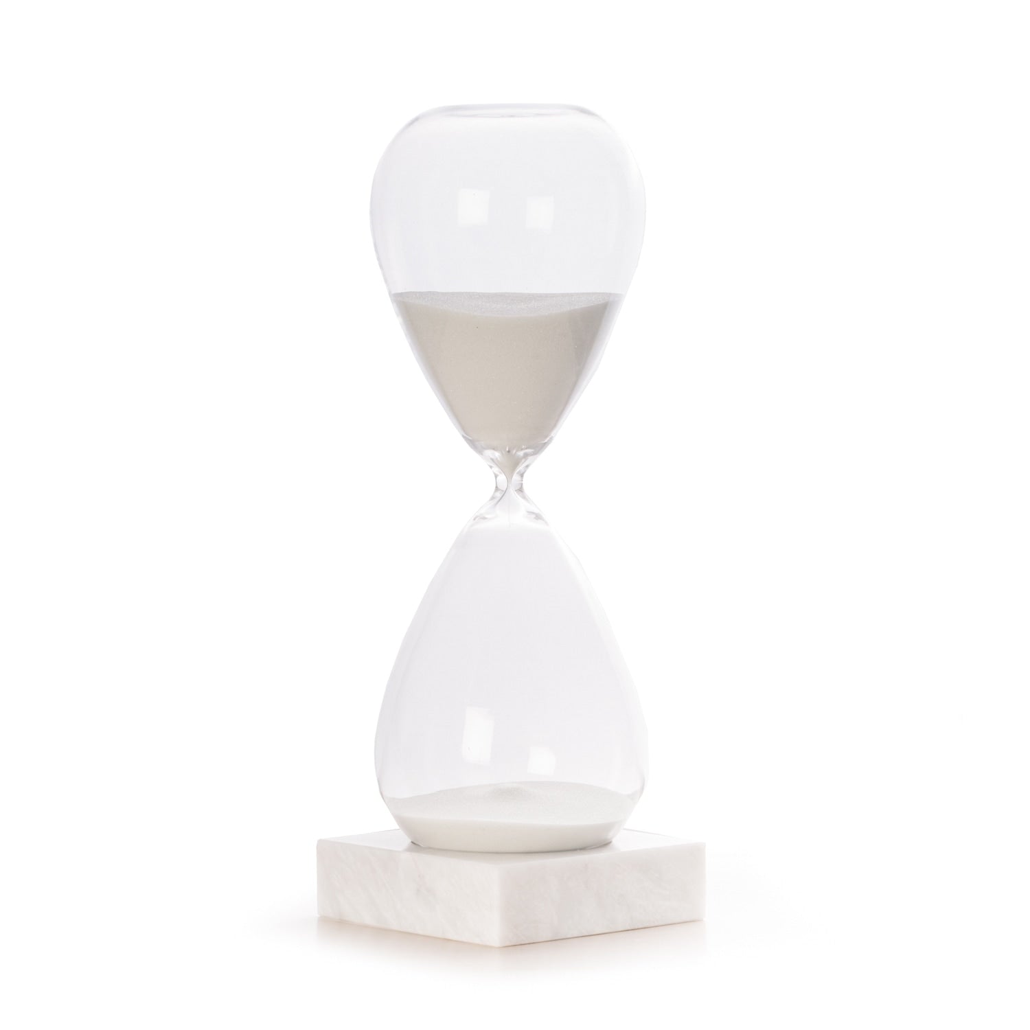 90 Minute Crystal Sand Timer With White Sand And Marble Base