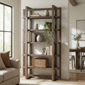 90 In. Brown Solid Wood 5 Shelf Etagere