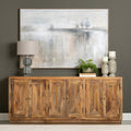 90 In. Brown Solid Wood 6 Door Media Credenza_Sideboard