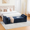 90.55 Wide Modern Bench Window Side Bench With Armrests Chenille Chaise Lounge Couch With 2 Bolster Pillows