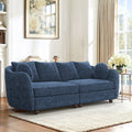 90.6 Inch 3 Seater Sofa Couch With 6 Pillows Chenille Upholstered Living Room Sofa For Living Room Bedroom Apartment In White