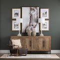 90 Brown Solid Mango 6 Door Media Credenza_Sideboard With Metal Base