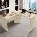 90 Modern L Shaped Executive Office Desk With 3 Drawers